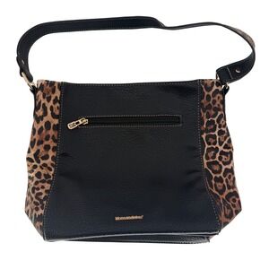 Montana West Select Black Leopard Print Faux Leather Shoulder Bag Hobo Purse